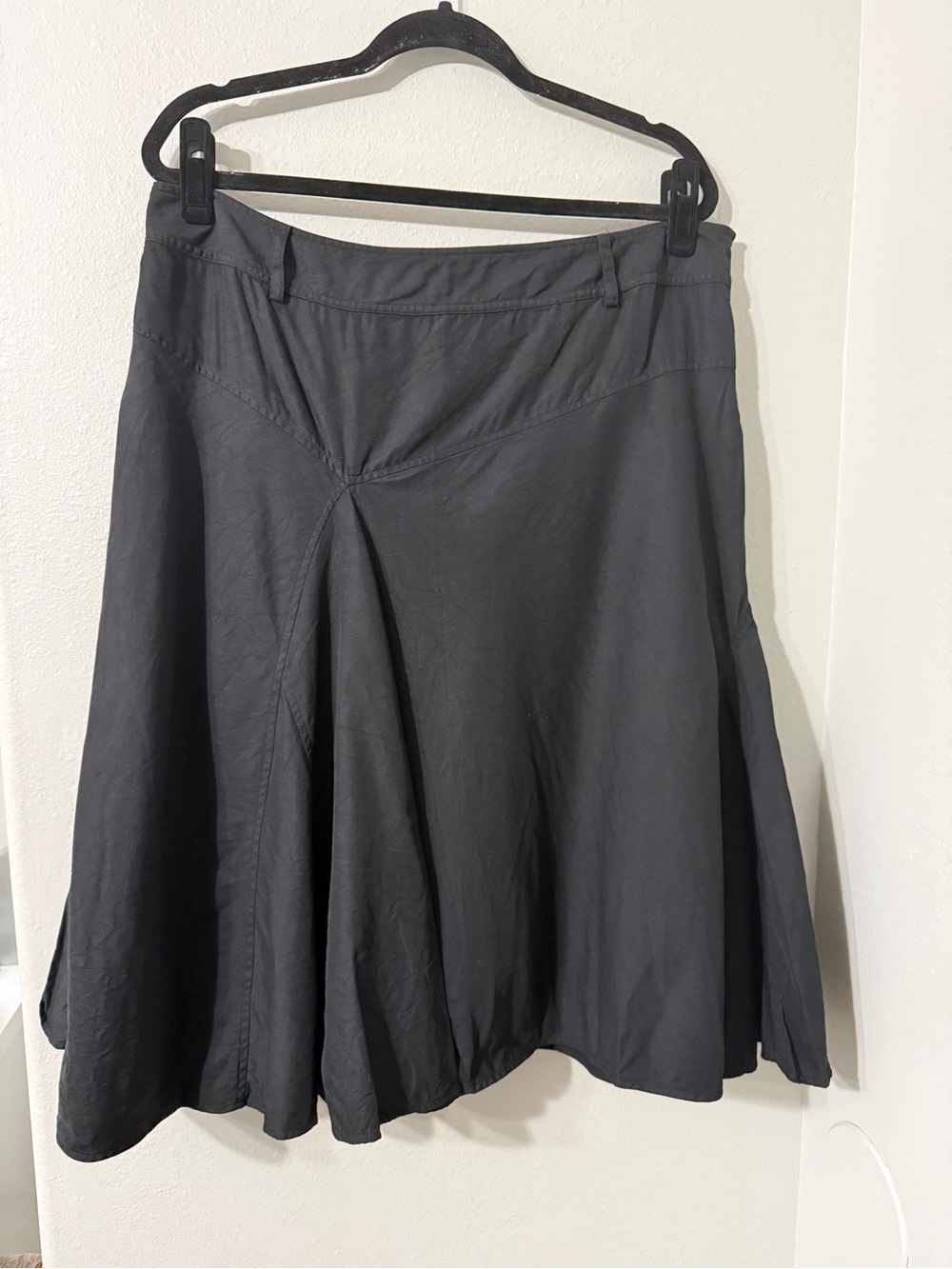 Vintage Alfani Black Asymmetric Details Trumpet Skirt Flowy Silk Cotton Size 16